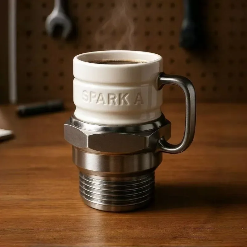 Stainless Steel Mug Creative Spark Plug Coffee Cup Modern Distinctive Household Drinkware Kitchen Dining Furniture Accessories