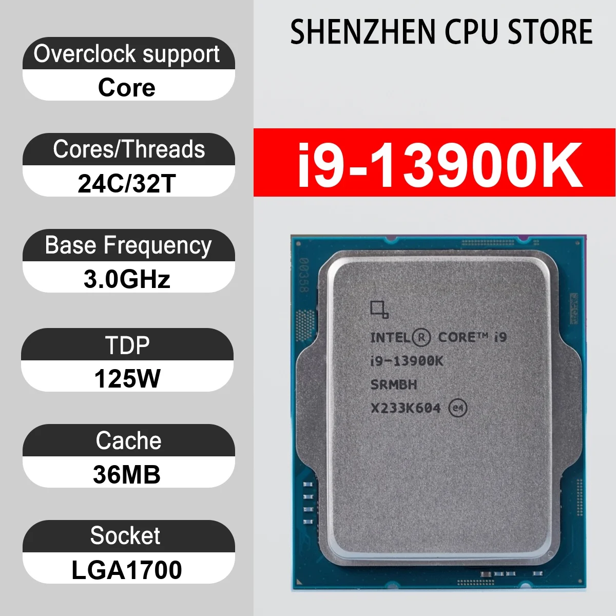 Intel Core i9-13900K 24C/32T 3.0GHz 125W 36MB Cache 10nm Raptor Lake DDR5-5600 / DDR4-3200 MHz SRMBH LGA1700 UHD Graphics 770