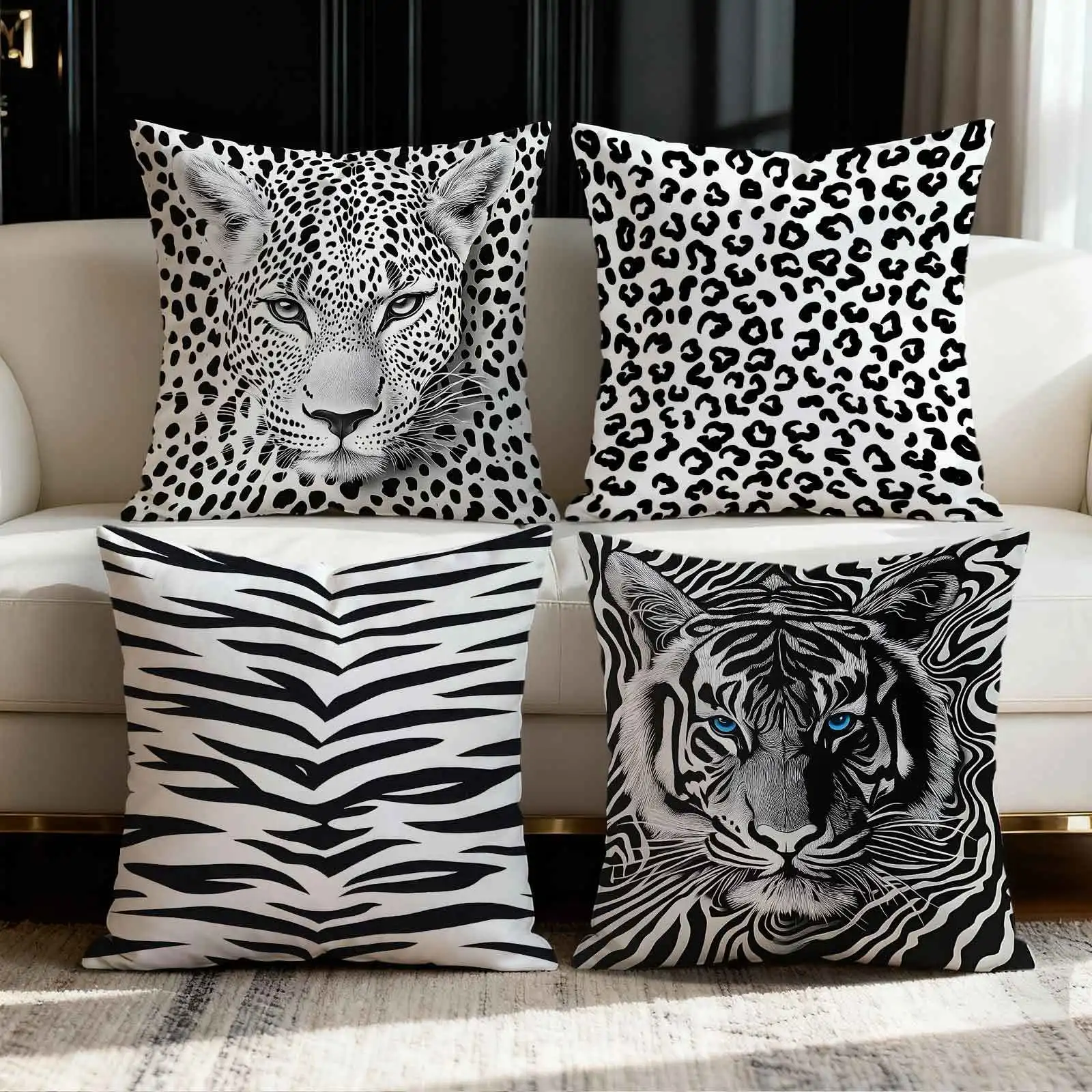 

Leopard, tiger zebra pattern double-sided Printed pillow cover Short plush Suitable rooms bedrooms sofas throw cushion cover