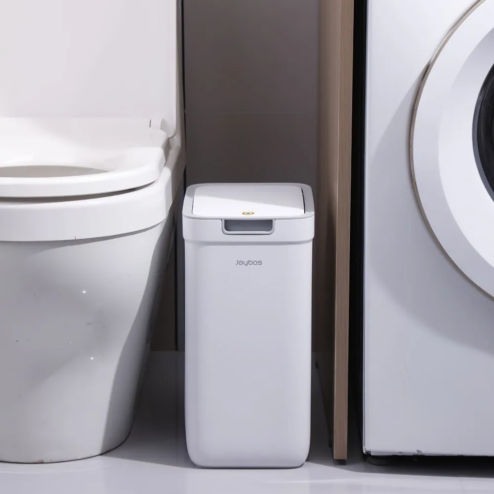 Large Capacity Bathroom Trash Can with Lid Odor-Sealing Waterproof Garbage Bin Slim Narrow Gap One-Touch Pop-Up