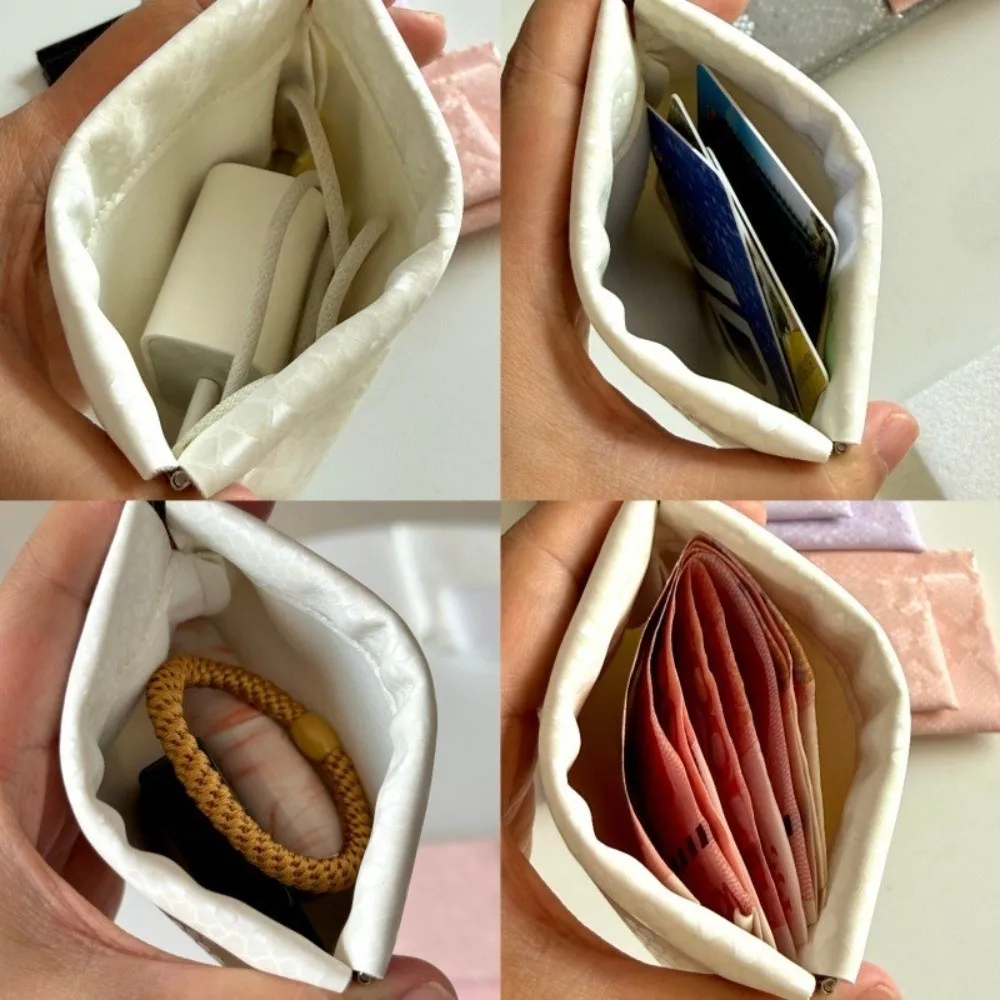 PU Leather Serpentine Leather Handbag Shiny Finish Automatic Closure Makeup Storage Bag Snake Print Accessory Bag Daily Carry
