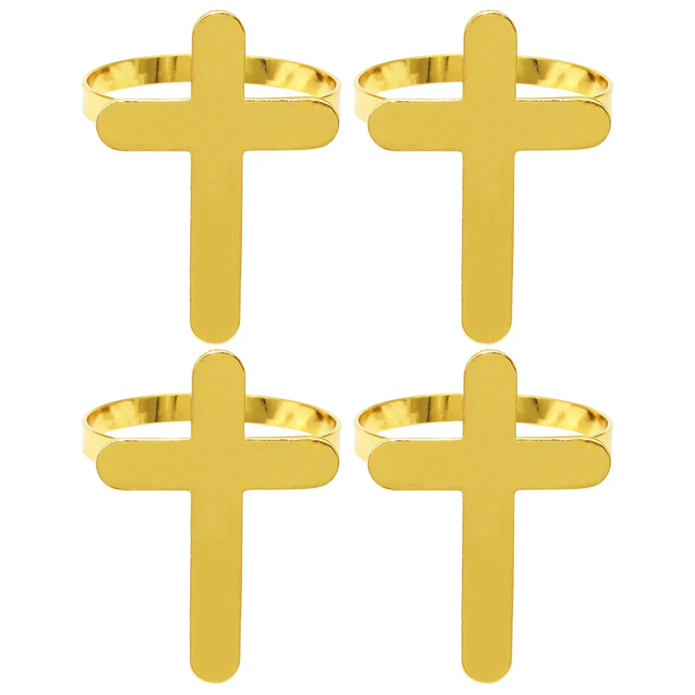 

4 Pcs Ring Napkin Rings Wedding Buckle Button Holder Metal Table Decoration for Weddings Golden Dining Banquet