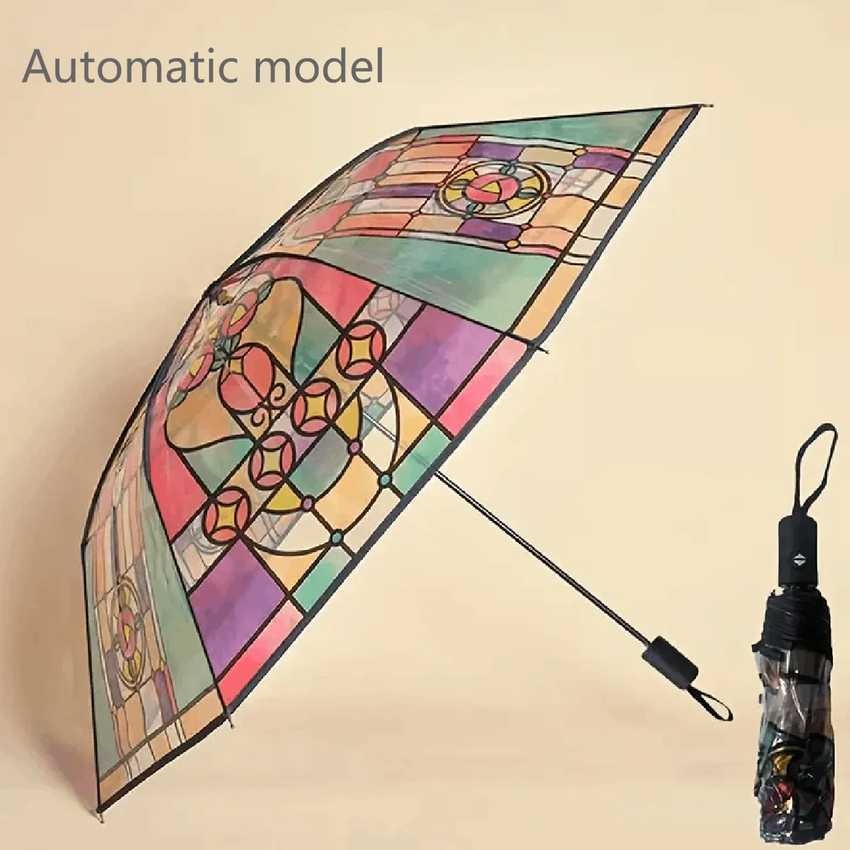 Romantic Poetry Manual Folding Umbrella, Transparent Sunny Umbrella