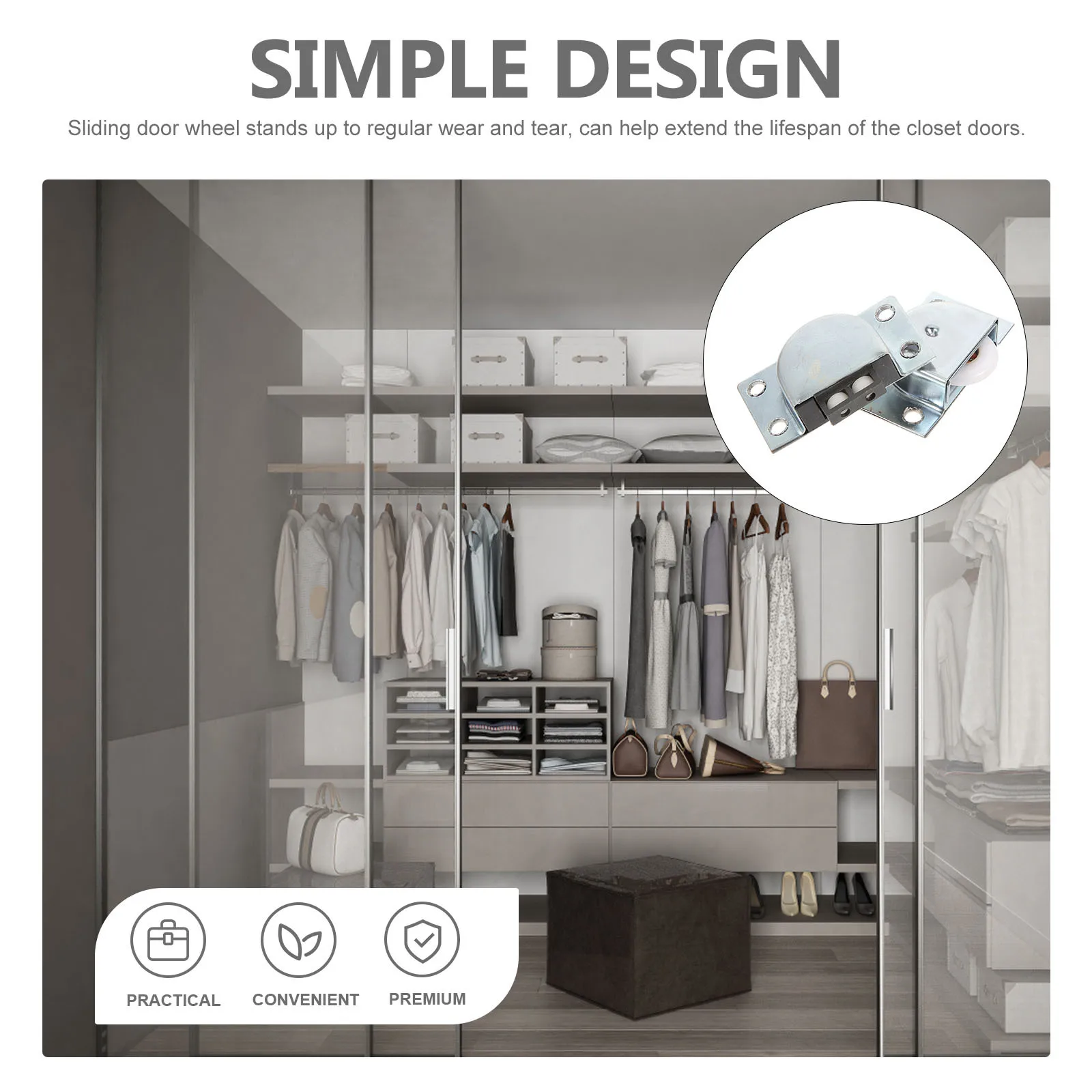 

4Pcs Closet Door Rollers Replacement Metal Sliding Track Wheels for Wardrobe Cabinet Sliding Door Accessories Pulley Track Set