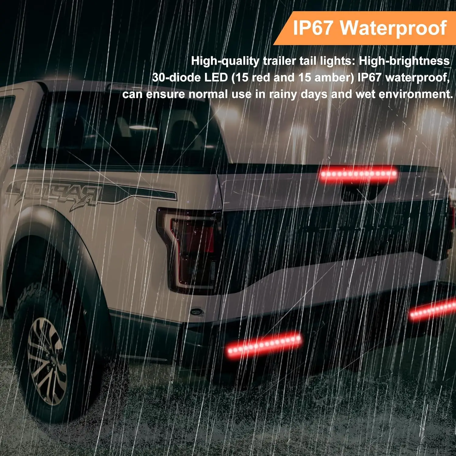 4PCS 12V-24V 30LED Trailer Tail Light Bar Red/Yellow Waterproof Brake Turn Signal for Truck Boat