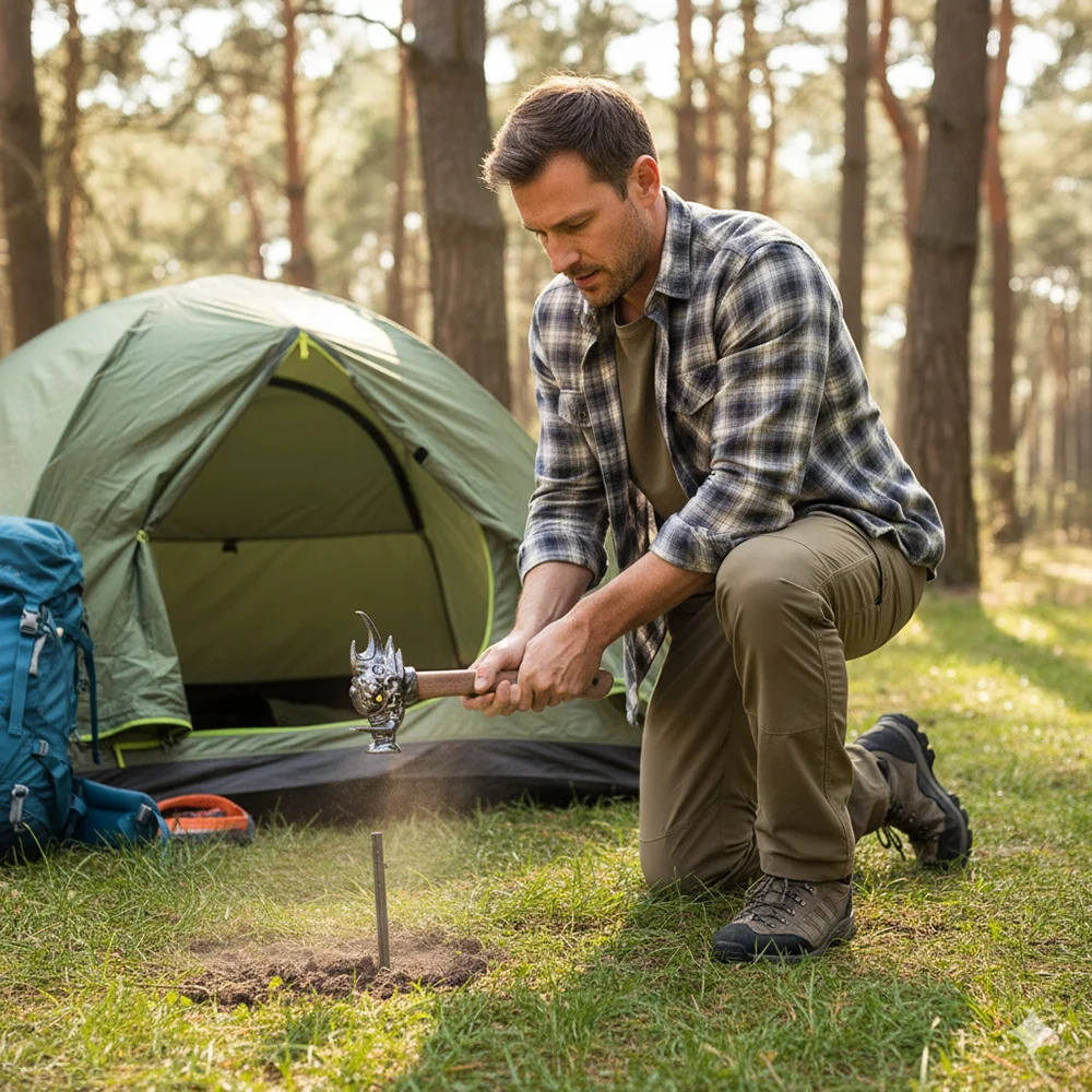 Creative Boar's Head Camping Hammer – Stainless Steel Nail Hammer for Home Collectibles & Gift