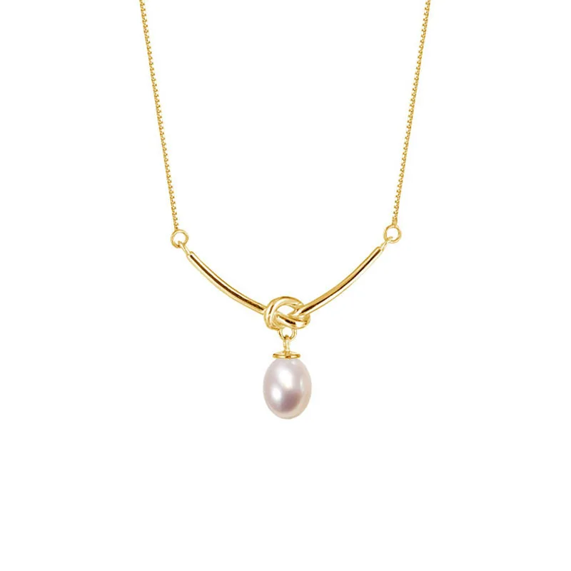 

925 Sterling Silver French High Quality Freshwater Pearl Pendant Necklace for Women Temperament Wedding Jewelry Accessories