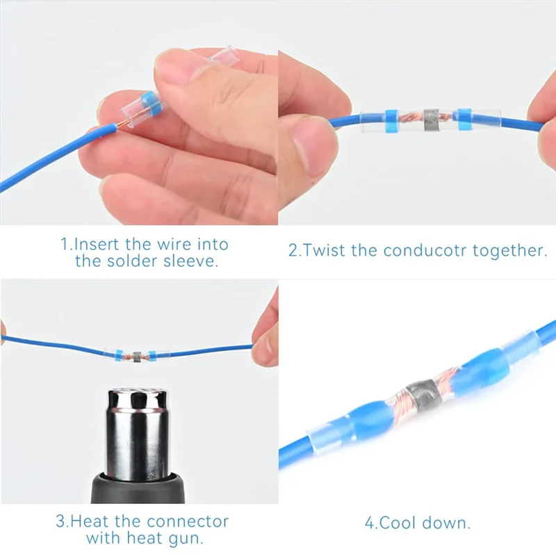 Conector de fio de vedação de solda, Heat Shrink Butt Connector, Estanhado Auto, Marinho, Barco Crimp, Vermelho 22-18 AWG, 800 Pcs
