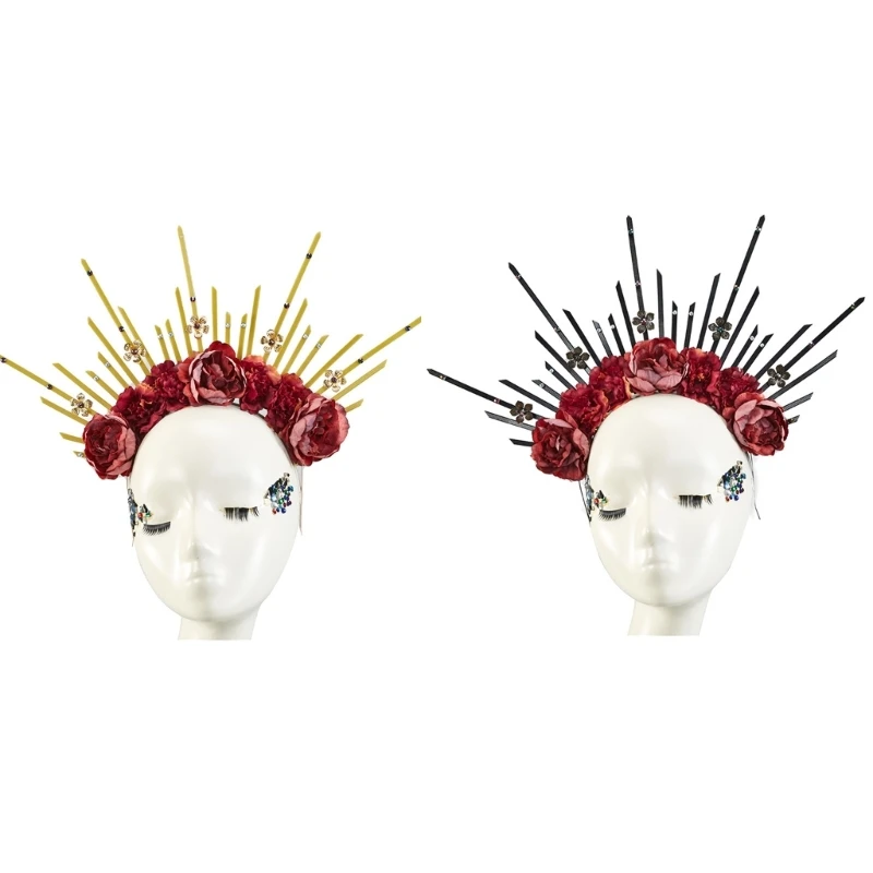 

Halos Flower Headband Tiaras Spiked Crowns for Women Halloween Dropship