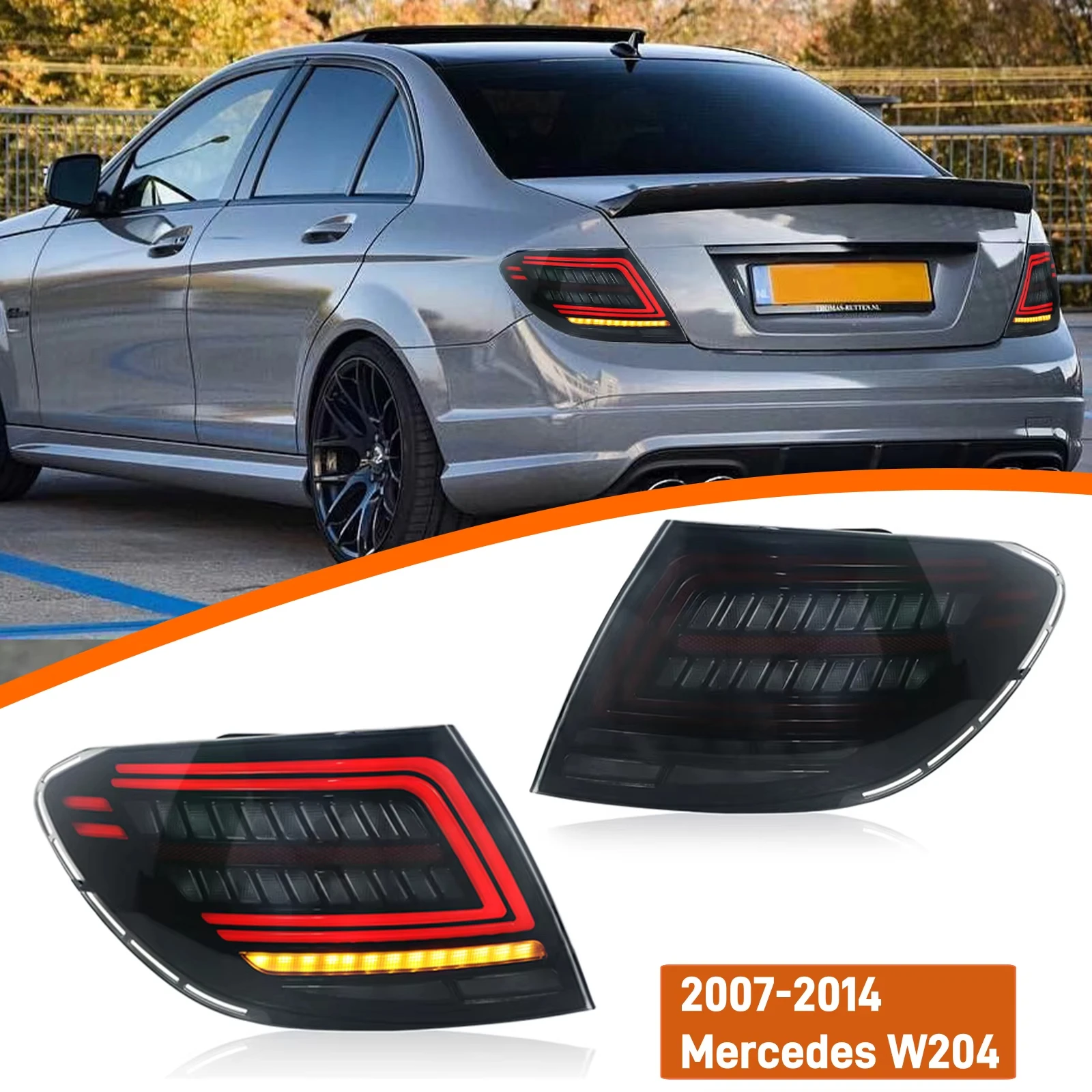 

Автомобильные светодиодные задние фонари для Benz W204 2007-2014, анимационные задние фонари, светодиодный задний фонарь в сборе