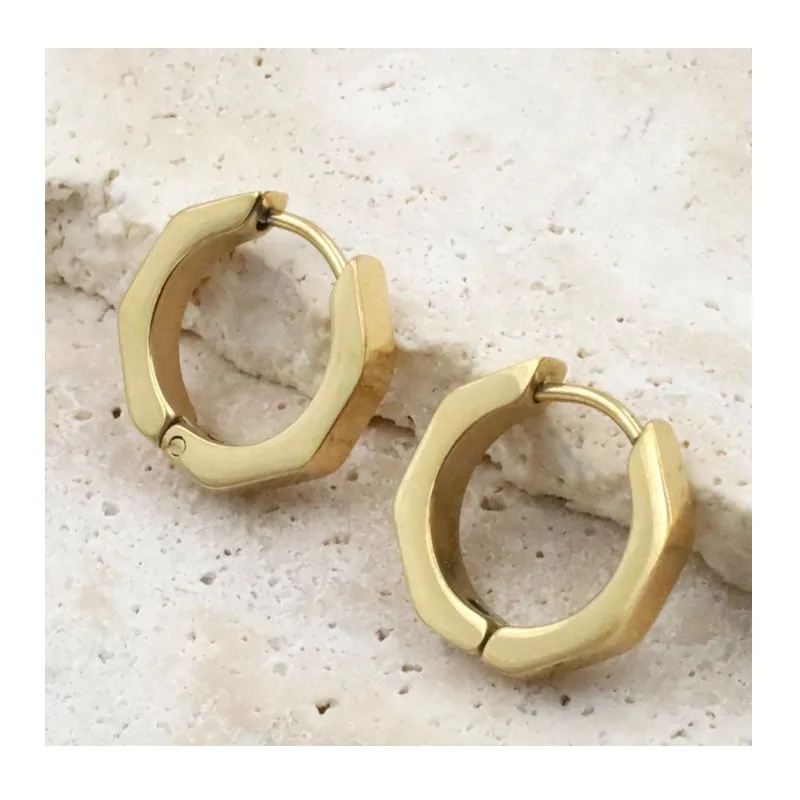 

Exclusive for French Simple Stainless Steel Ear Jewelry, High-end Niche Octagon Earrings