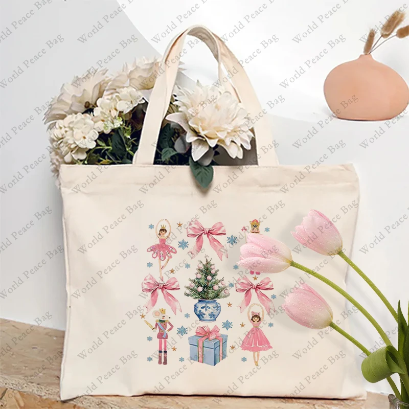 

1 pc Nutcracker Coquette patterned Tote Bag Canvas Shoulder Bag for Travel Daily Commuting Women's Shopping Bag