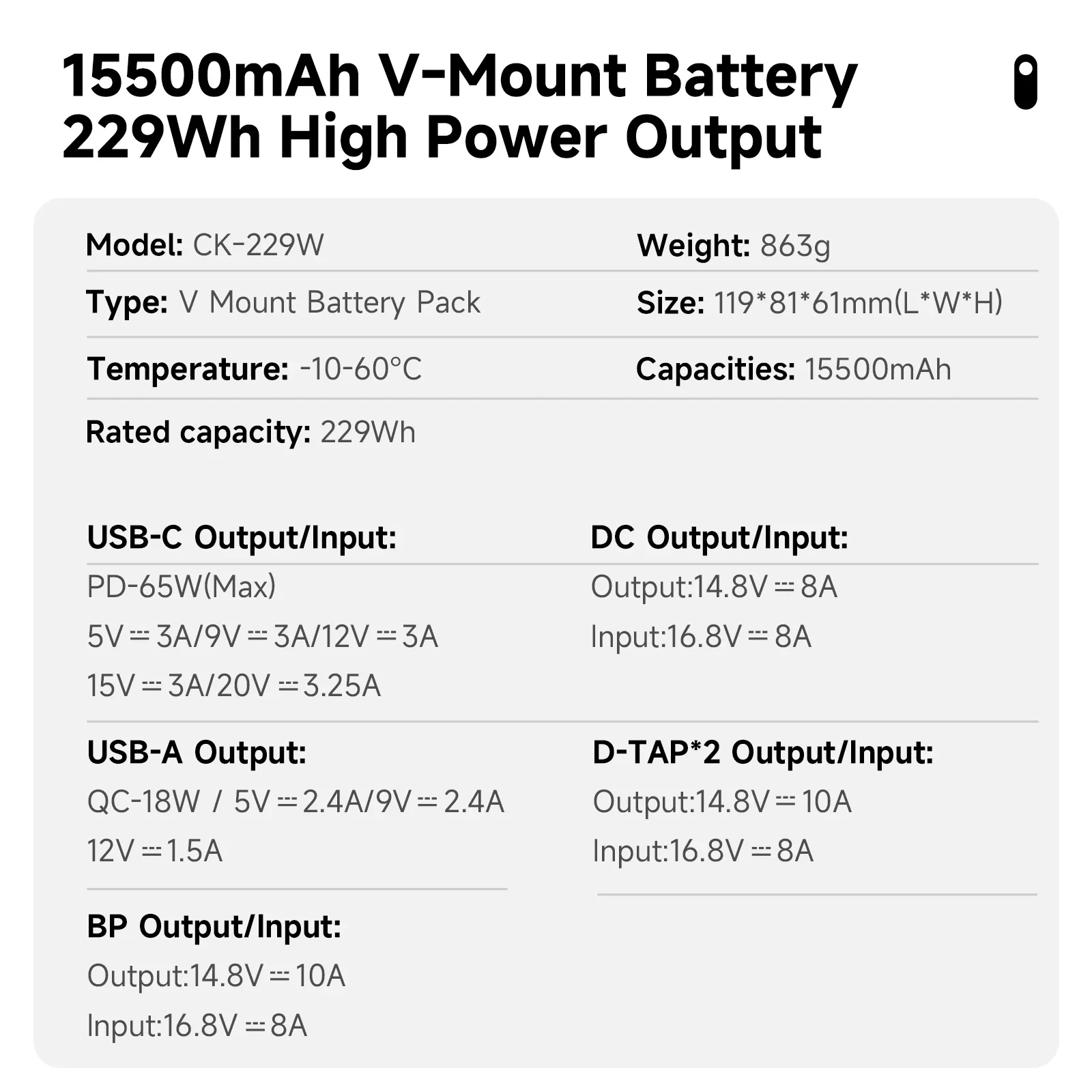 V Mount BP-98 Battery BP-229 V Lock battery for Canon R5C Camera BMPCC 6K Pro Camcorder Video Lights Large LED Lights, Monitors