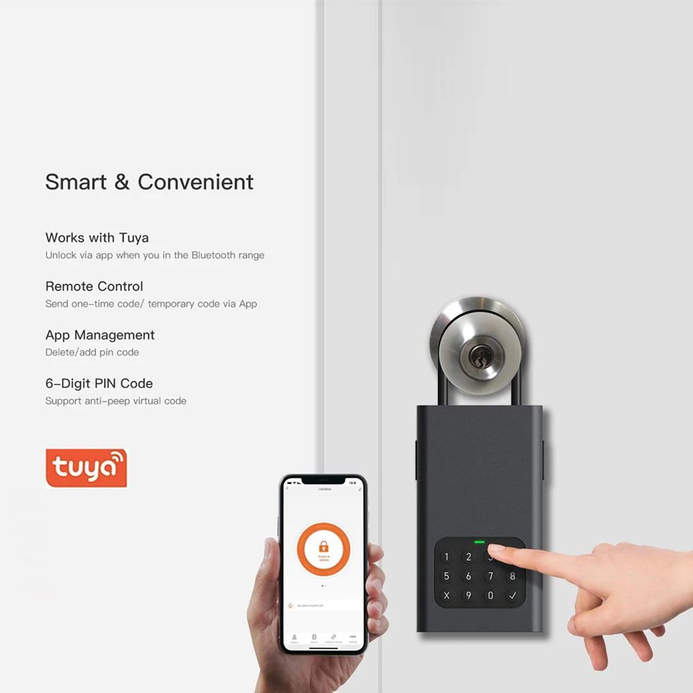 Smart password lock Tuya Smart App Remote Control Key Safe Box Also a Bluetooth Lock Home Hotel Security Code Password Key