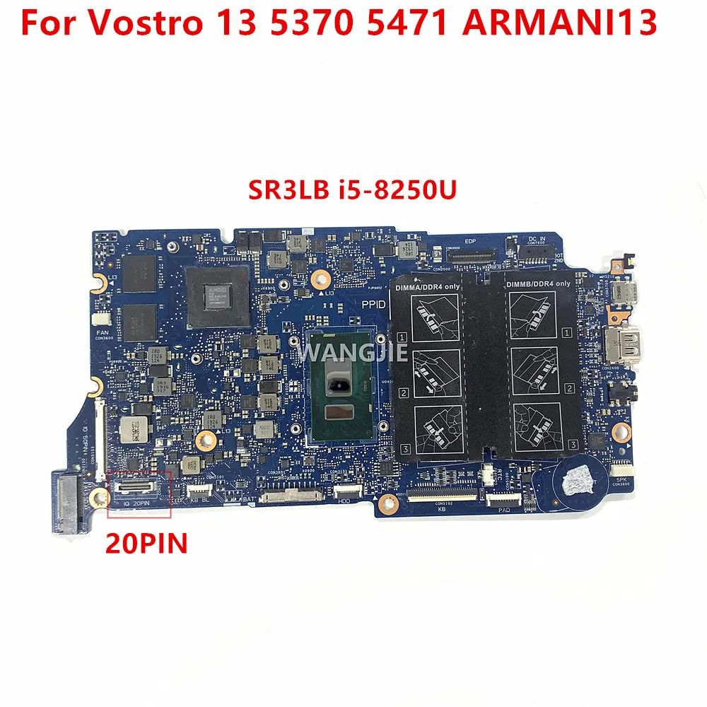 Dell Vostro 13, 5370, 5471, armani13, cn-0mtyf6, 0mtyf6, sr3lb, i5-8250u, radeon 530, 2g用のddr4マザーボード