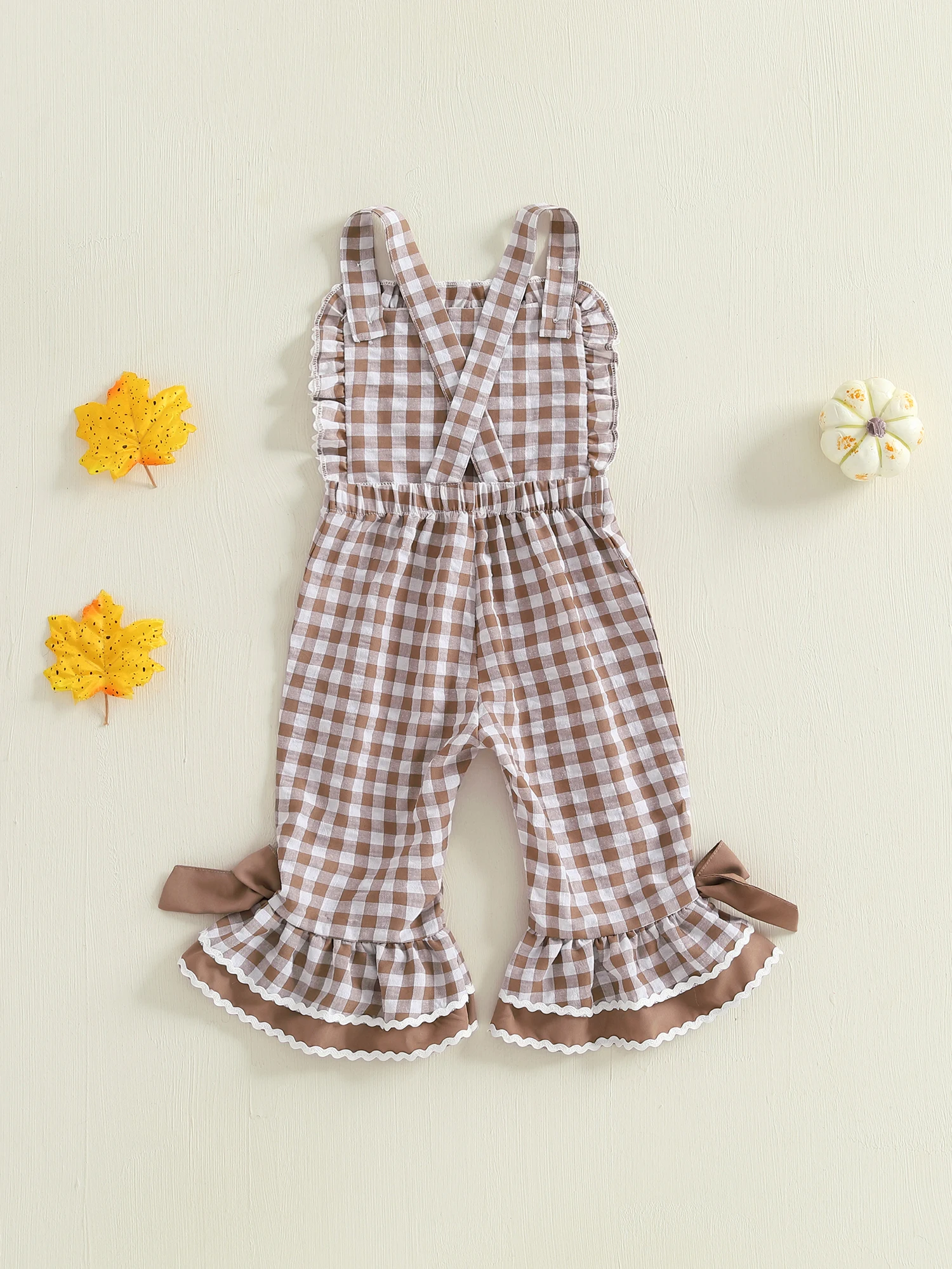 

Клетчатый комбинезон с вышивкой в Турции для девочек и брюки-клеш — идеальный наряд на День Благодарения для повседневной повседневной носки