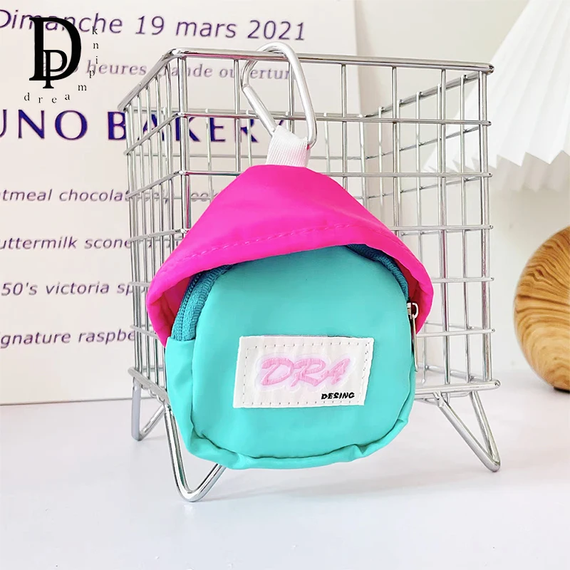 Cute Nylon Mushroom Earphone Bag Zipper Portable Colorful Mini Coin Purse Trendy Fashion Car Key Wallet Pet Storage Bags Gift