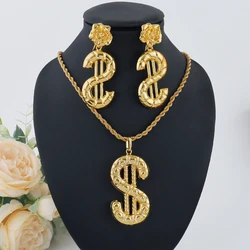 YM Jewelry Set for Women Copper Gold Plated Earrings Necklace Dollars Elephant Pendant Wedding Party Jewelry Gift Classic Trendy