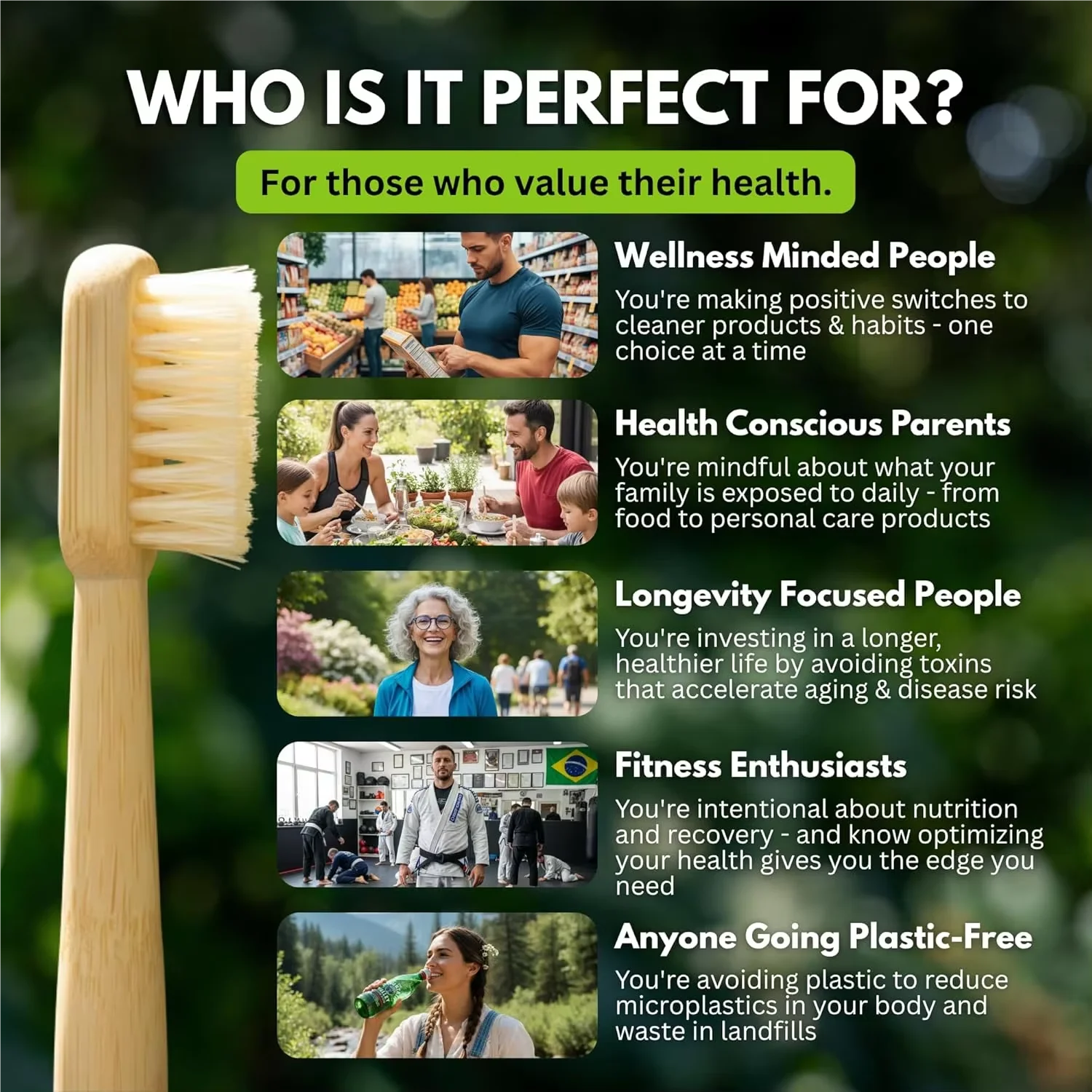 5 PCS Boar Bristles Natural Bamboo Toothbrush Biodegradable Completely-Free of Plastic and Nylon,Pig Bristles Bamboo Toothbrushs