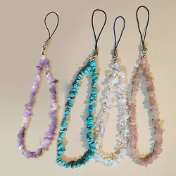 Moonstone Crystal Handmade Natural Stone Beaded Lanyard Anti-lost Cell Phone Wrist Strap Hanging Mobile Phone Charms Keychain