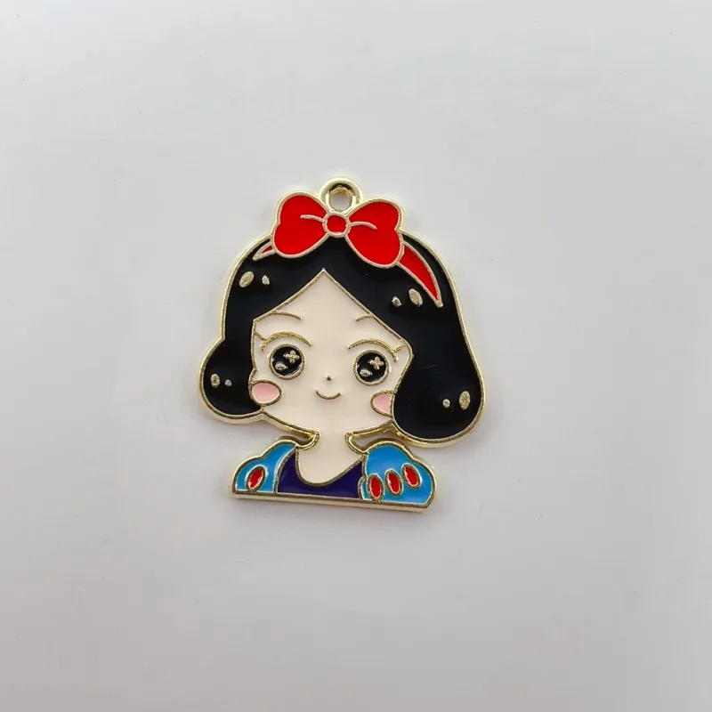 10pcs Princess Cartoon Girl Oil Drop Enamel Metal Charms DIY Jewelry Accessory