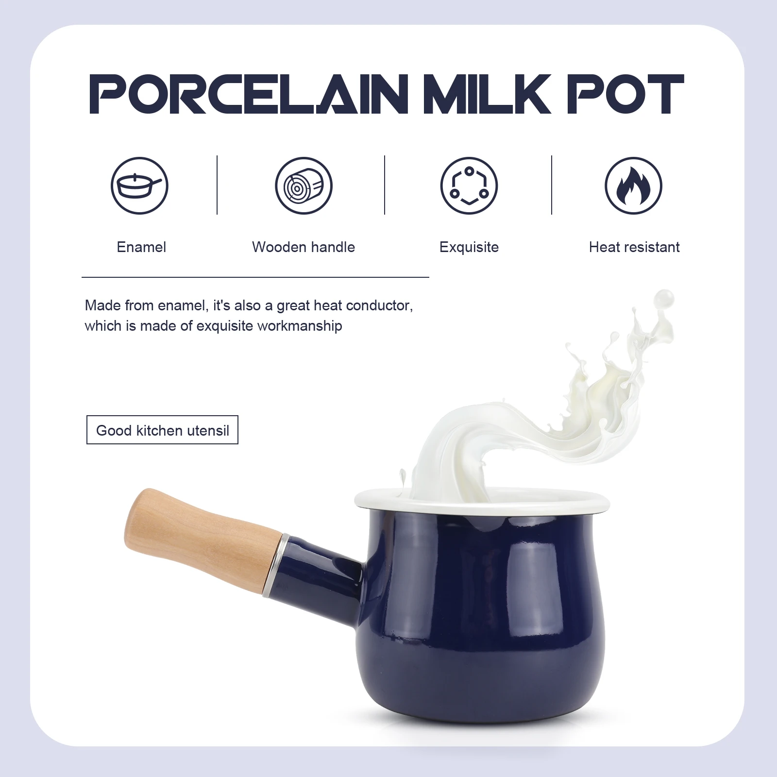 

Enamel Pot Nonstick Cooking Butter Coffee Warmer Kitchen Milk Pan Mini Saucepan