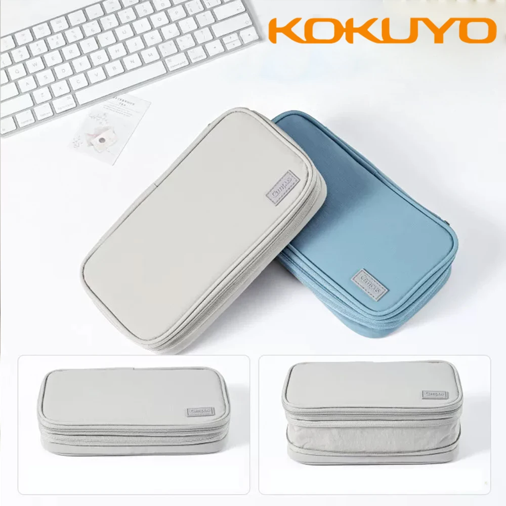 Japan KOKUYO Campus Pencil Case Expandable Large Capacity Simple Storage Stationery Bag Exam Office Supplies Kawaii Pencil Case