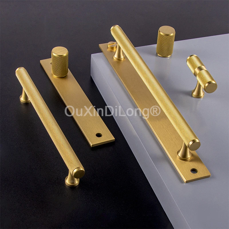 10PCS Solid Pure Brass Knurled T-Bar Furniture Pulls Handle Drawer Knobs Cupboard Wardrobe Dresser Kitchen TV Cabinet Pulls Pens