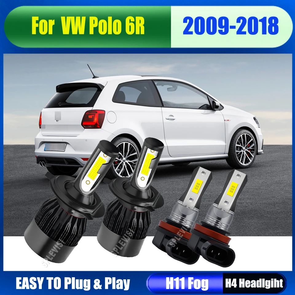 Energy-Saving Features COB Chips LED White Headlight Foglight For VW Polo 6R 2009 2010 2011 2012 2013 2014 2015 2016 2017 2018