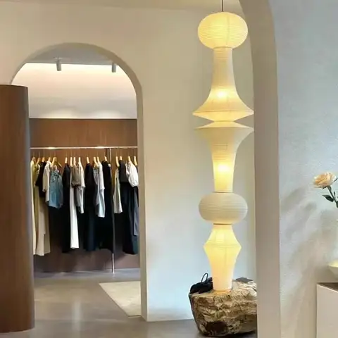 Janpanese Akari Rice Paper Led Pendant Lights Living Room Bedroom Corner Chandelier Duplex Loft Home Decor Bedside Lamp