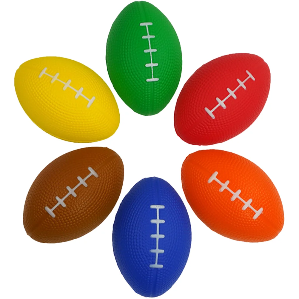 6 pezzi di sfiato calcio giocattolo divertente giocattoli antistress per bambini palline per bambini spremere rugby Pu a forma di spugna