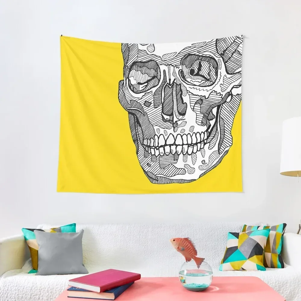 

Skull Illustration (Yellow) Tapestry Room Decore Aesthetic Cute Room Things Tapestry