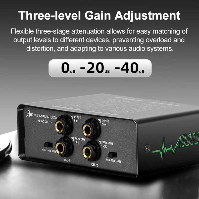 Two-Way Audio Isolator Audio Current Noise Eliminator XLR-2CH Lotus Isolator Mixer Live Broadcast for Meeting