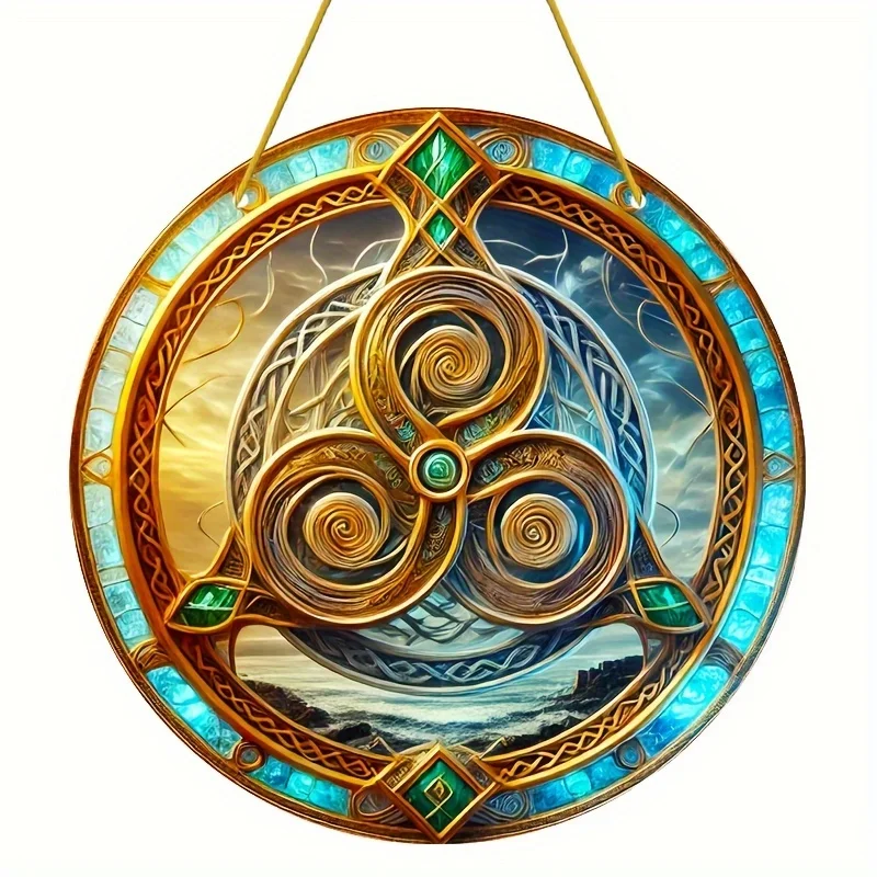 Celtic Knot Sun Catcher - Acrylic Tripod, Pagan & Witchcraft Astrology Wall Art, Whimsical Home & Garden Outdoor Decoration