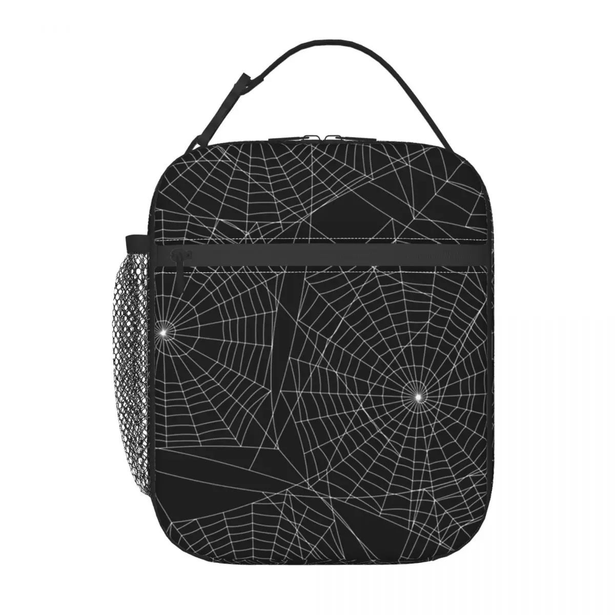 

Термосумка для обедов с узором черной паутины на Хэллоуин для женщин и детей, портативный термоконтейнер для еды, сумка-тоут