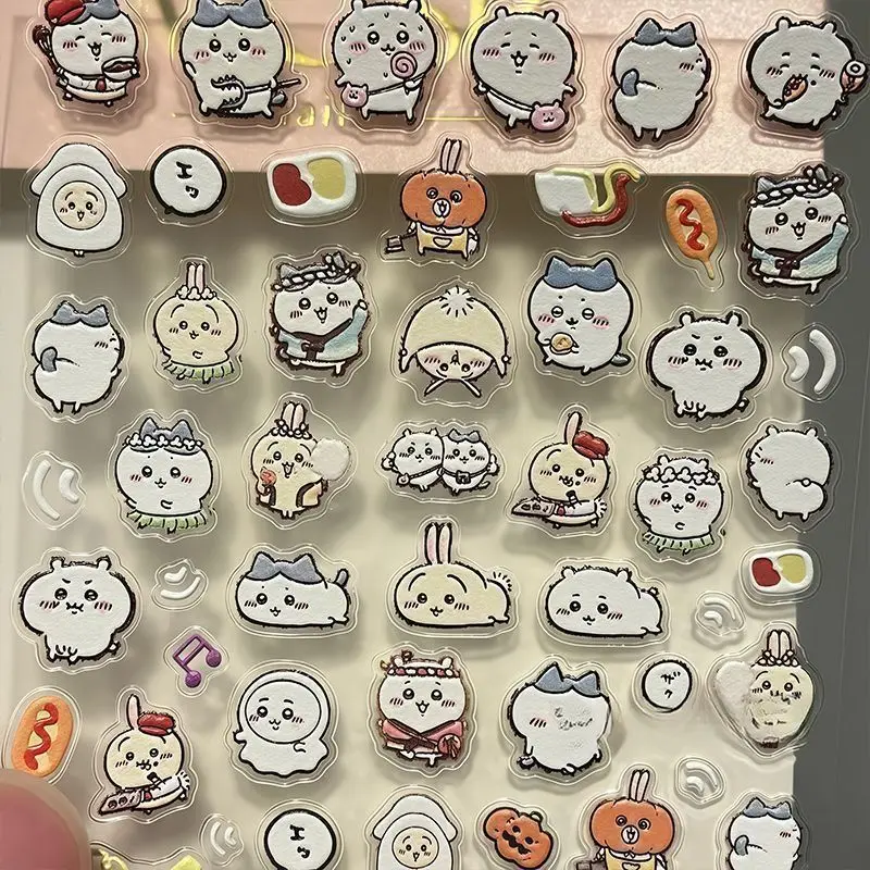 HOT Kawaii Chiikawa Nail Stickers New Style Cute Cartoon Embossed Three-dimensional Style Pen Water Cup Sticker Decoration