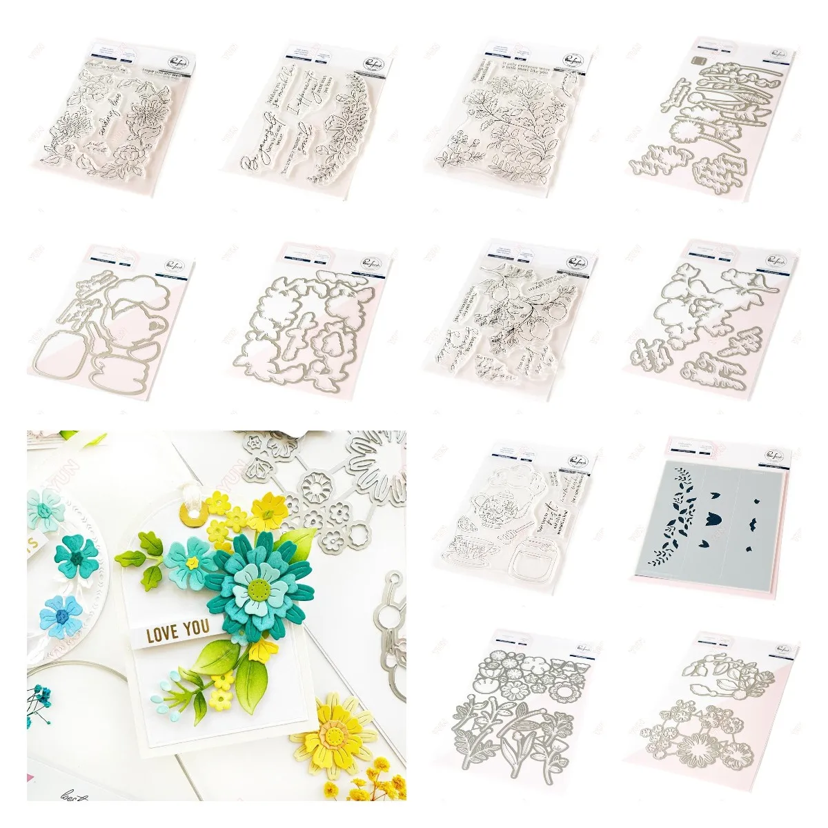 Stylized Florals Beautiful Best Wishes Foil Stamping Metal Cutting Dies Layered Templates DIY Scrapbooking Stamps Sending Love