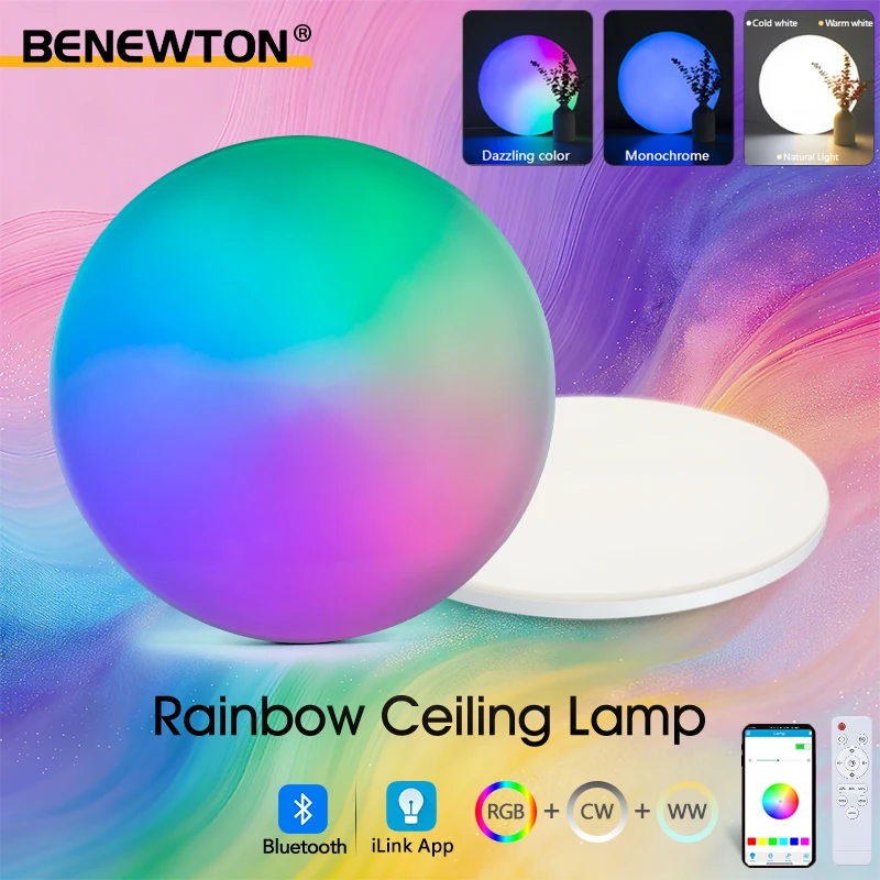 

Светодиодные умные потолочные светильники 54 Вт 36 Вт переменного тока 220 В с приложением с дистанционным управлением и затемнением, современный RGB потолочный светильник для спальни, гостиной, дома, декоративные