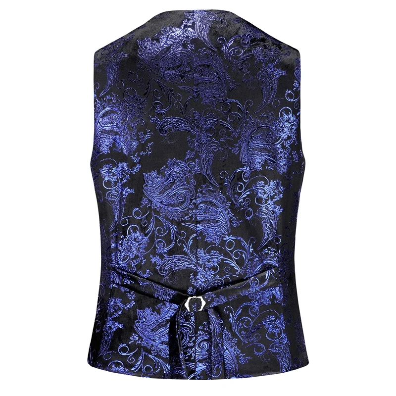 2026 New Mens Gold Steampunk Vest, Asian Size Blue Sleeveless Slim Dress Vests, Red Silver Waistcoat