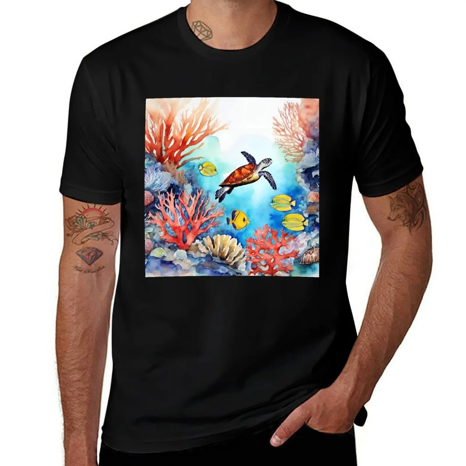Sea life and coral T-Shirt Stretch Fabric Comfort T-Shirt