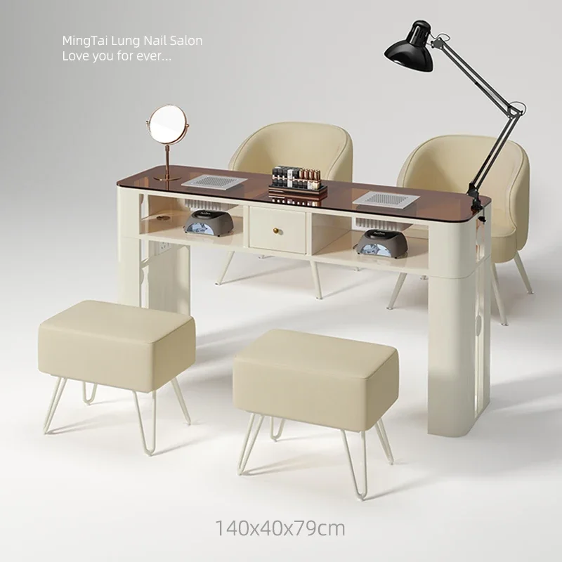 Professional Glass Nail Table Multifunction Manicure Table Minimalism Biurko Do Manicure Salon Furniture Not Including Chairs