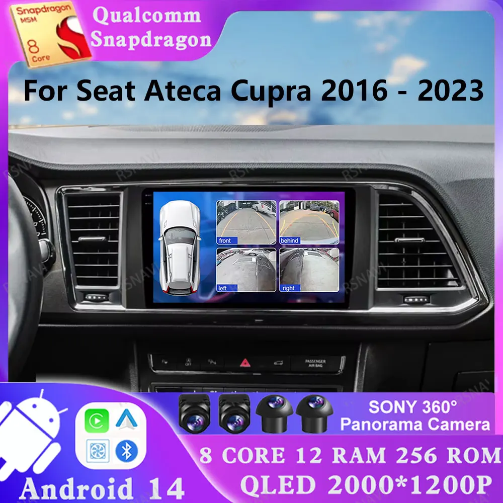 

Android 14 для Seat Ateca Cupra 2016-2023 2 DIN 5G WIFI 4G LTE Viedo Player GPS AUTO DVD Qualcomm Стерео Мультимедийный головное устройство