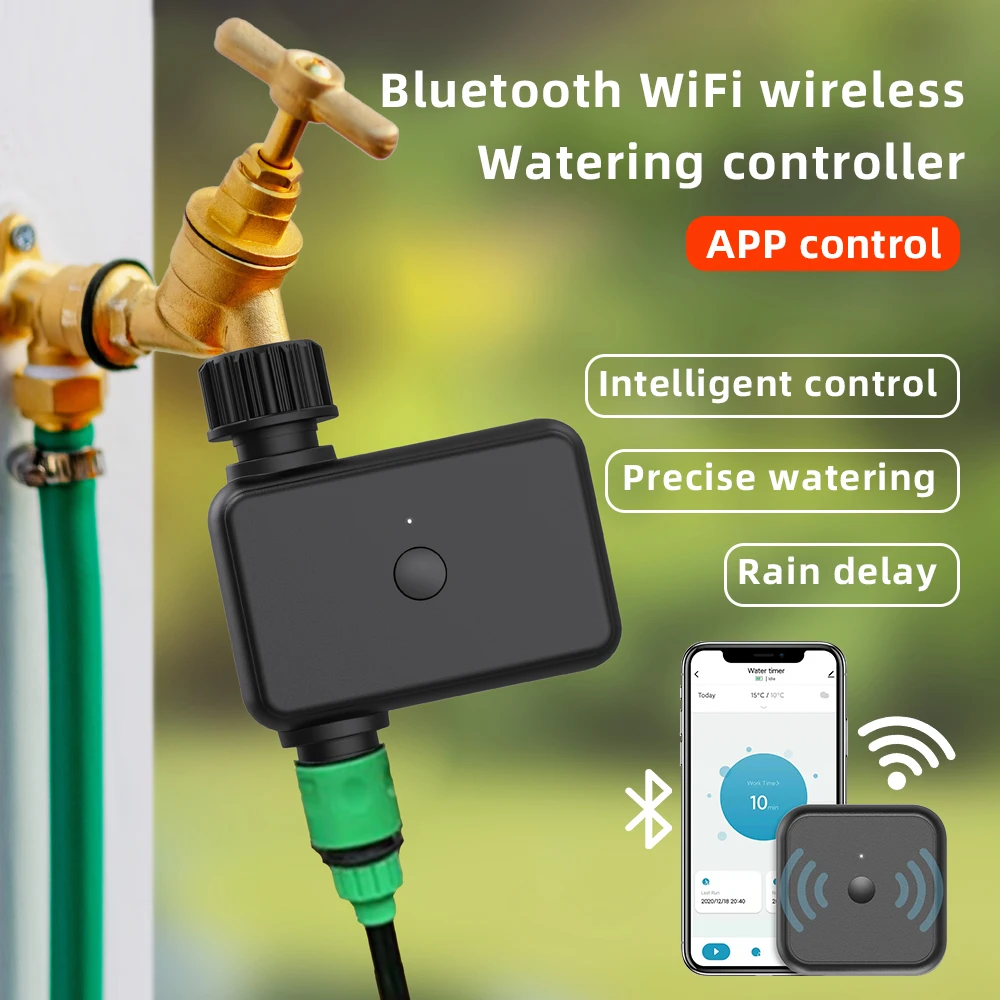

Умный таймер воды, Bluetooth/WiFi-совместимый контроллер орошения, автоматический таймер полива для полива сада, теплицы, газона