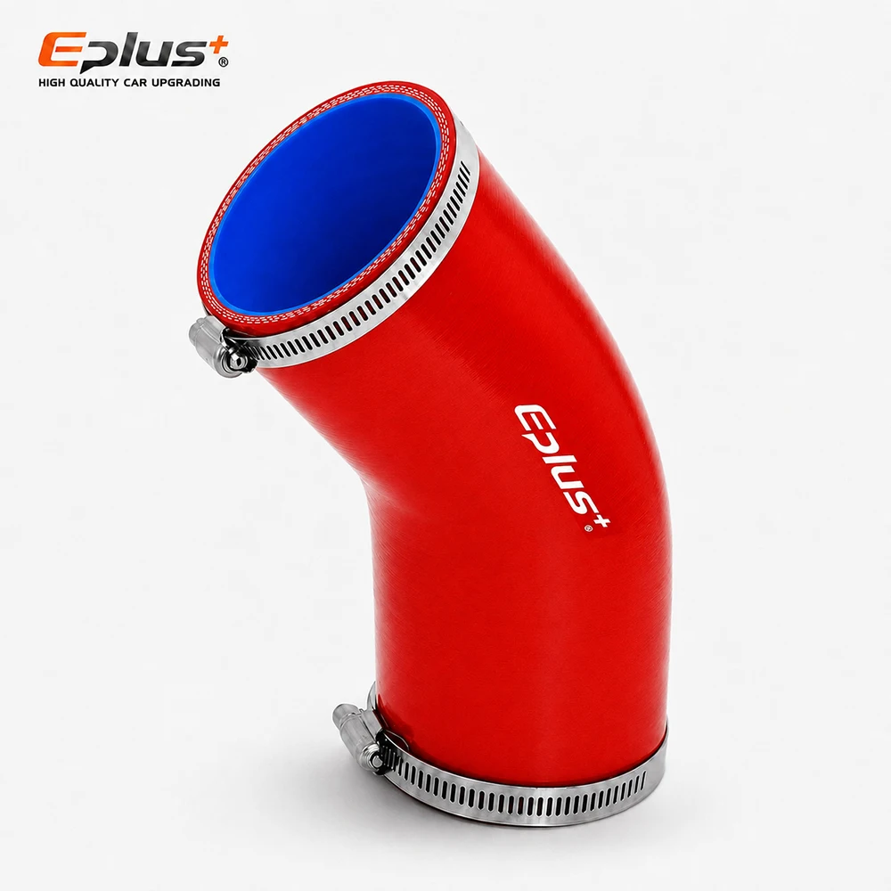 Universal Red Silicone Tubing Hose 45 Degrees Pipe Coupler Car Intake Turbo Intercooler Silica Gel Hose Connector with Clamps