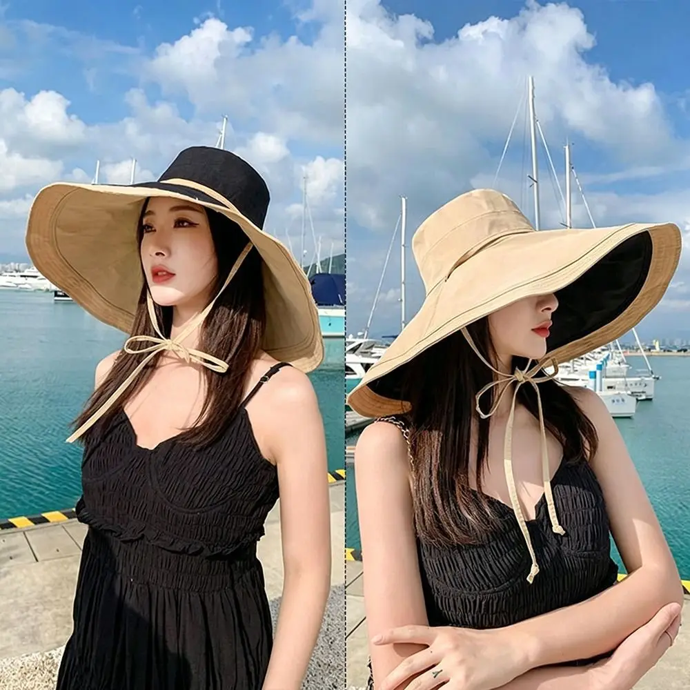 Casual Foldable Fisherman Hat Double-Sided Wide Brim Sun Hat Anti UV Quick Dry Sunshade Cap Travel