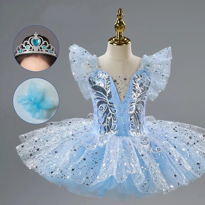 Sequin Ballet Dress Kids Performance Clothes Girls Modern Dance Skirts Children Ballet Tutu Party Princess Dress Costumes