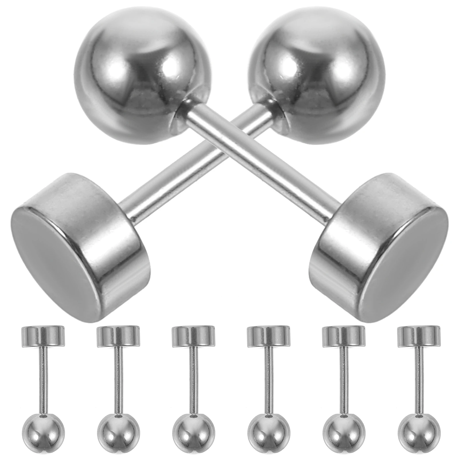 

8 Pcs Stainless Steel Earlobe Earrings Tiny Studs Ball for Women Piercing Jewelry Lightweight Comfortable Small Elegant