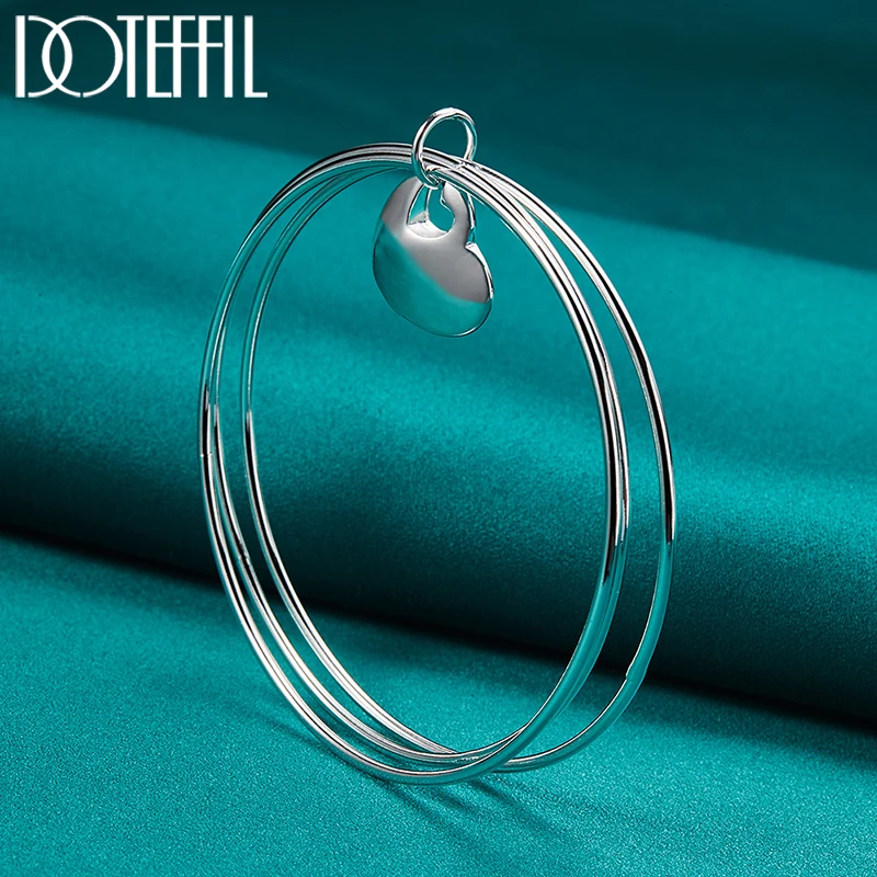 DOTEFFIL 925 Sterling Silver trzy kółka bransoletka z sercem bransoletka dla kobiety ślub zaręczyny moda urok Party biżuteria — zdjęcie 5