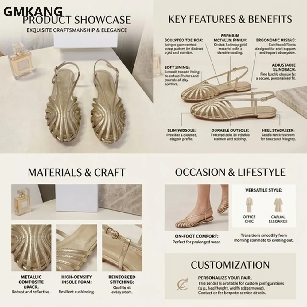 Women Summer Slingback Flat Sandals Adjustable Buckle Ankle Strap Closed Toe Casual Walking Shoes Comfortable