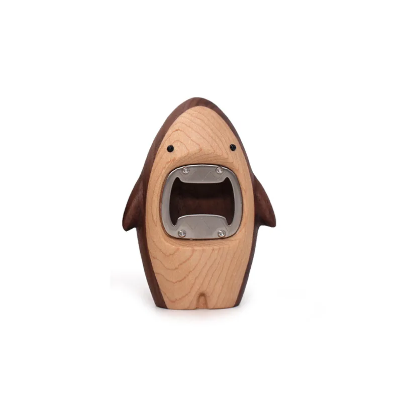 

New shark wine opener portable screwdriver Internet celebrity ins beer bottle opener solid wood wine opener creative gift